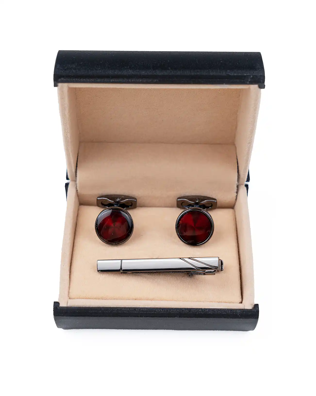 ست دکمه سردست و گیره کراوات برس خورده